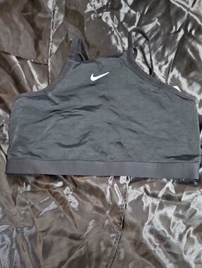 Nike Black Crop Sports Bra with White Swoosh